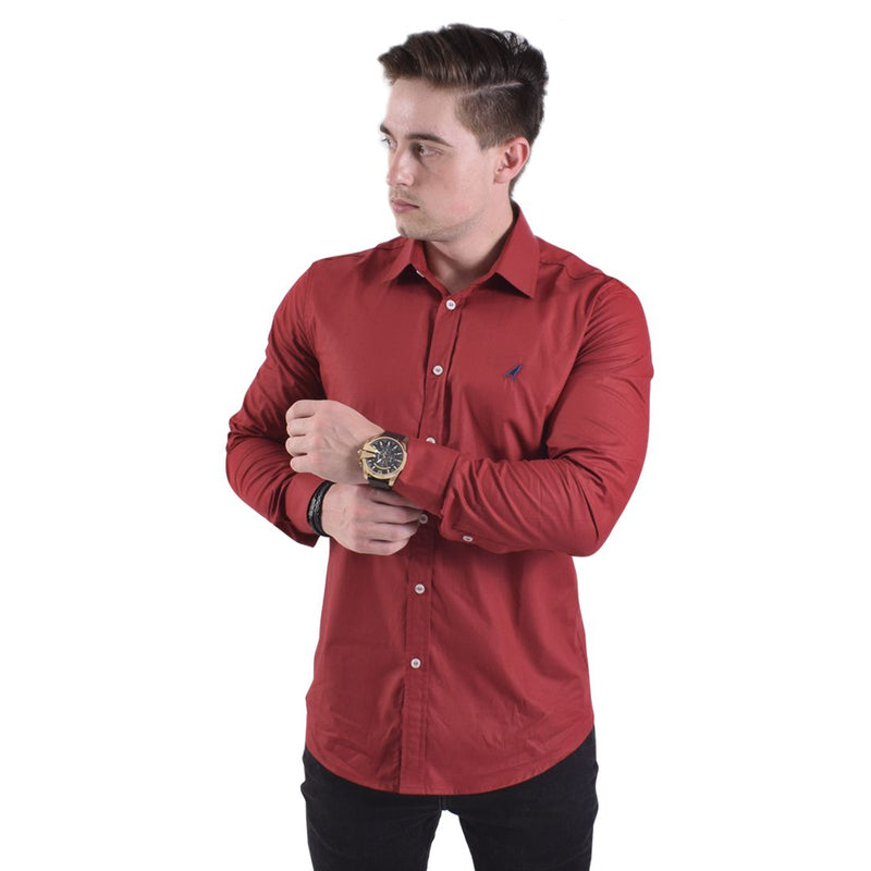 Camisa Social Masculina Vermelha Slim