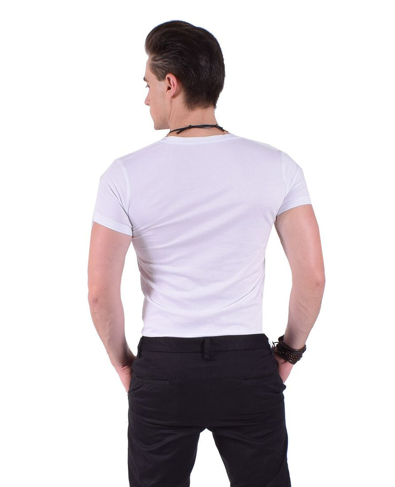 Camiseta Básica Manga Curta Branca Gola V