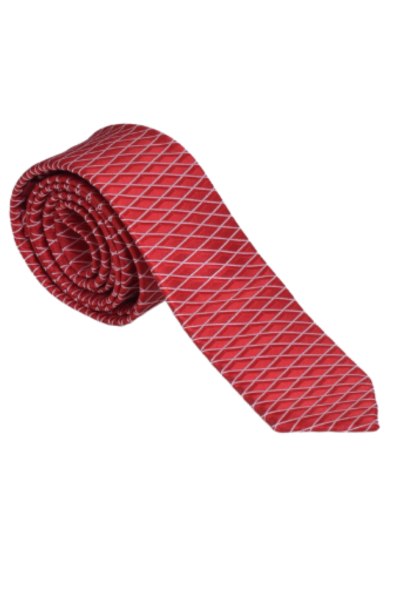 Gravata Social Slim Vermelha Estampada 3D
