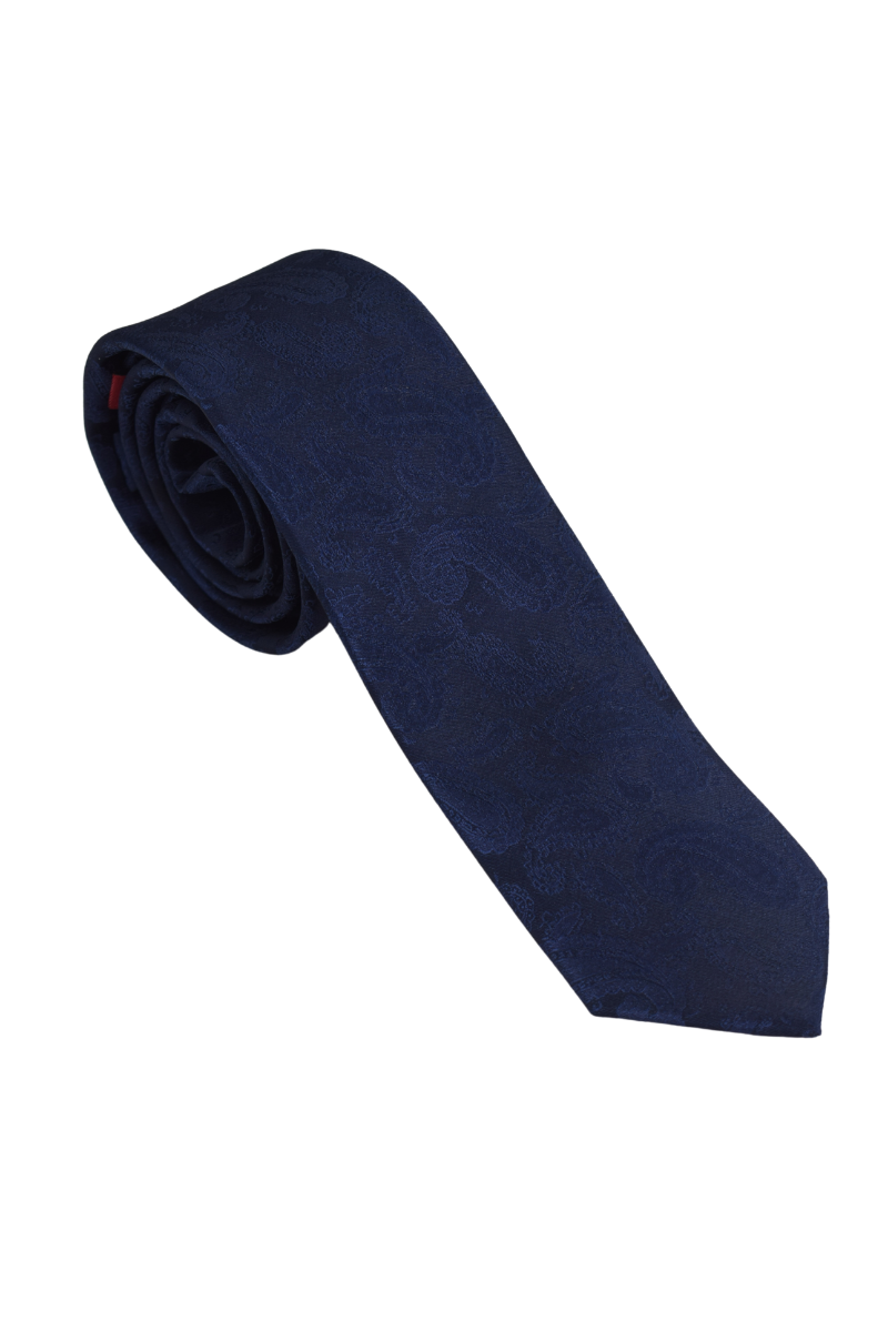 Gravata Social Slim Azul Marinho Estampada