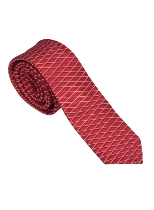 Gravata Social Slim Vermelha Estampada 3D