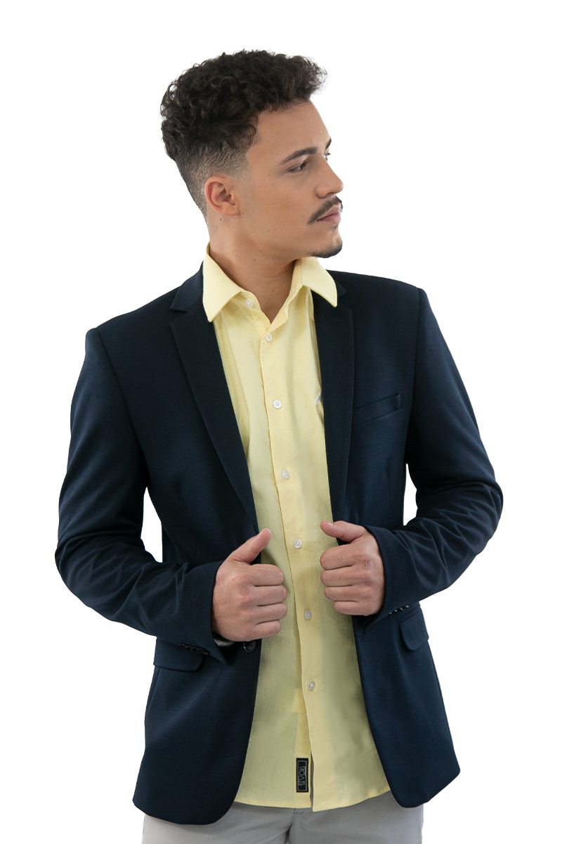 Blazer Social Masculino Malha Azul Marinho